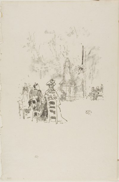 彫像の下での会話、リュクサンブール公園 作： James Abbott McNeill Whistler