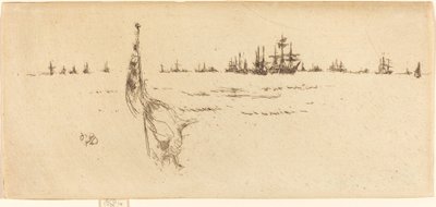 旗を浸す 作： James Abbott McNeill Whistler