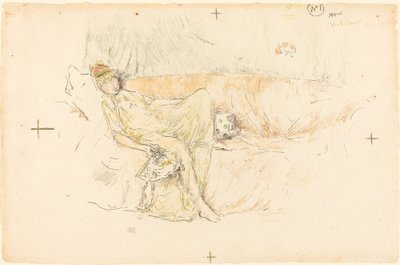 ドレープフィギュア、リクライニング 作： James Abbott McNeill Whistler