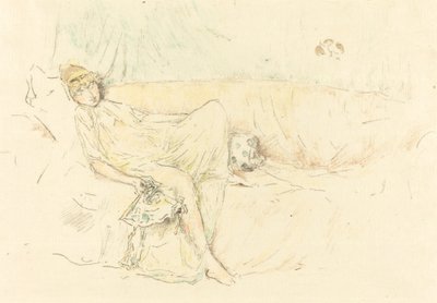 ドレープフィギュア、リクライニング 作： James Abbott McNeill Whistler