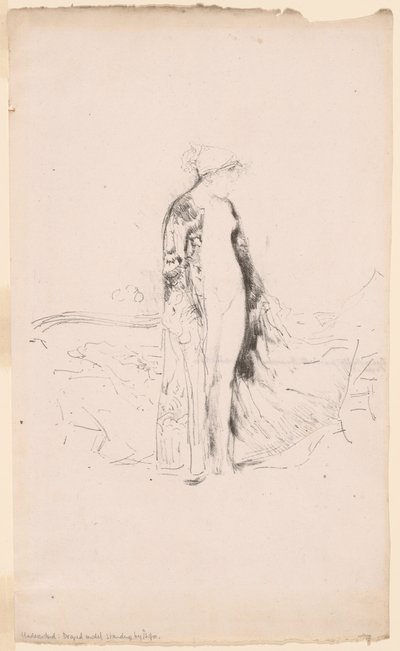 ドレープモデル、ソファのそばに立つ 作： James Abbott McNeill Whistler