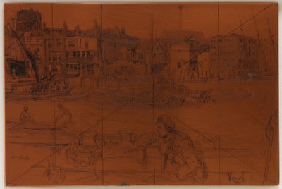エッチングプレート：黒獅子埠頭 作： James Abbott McNeill Whistler