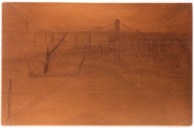エッチングプレート：旧ハンガーフォード橋 作： James Abbott McNeill Whistler