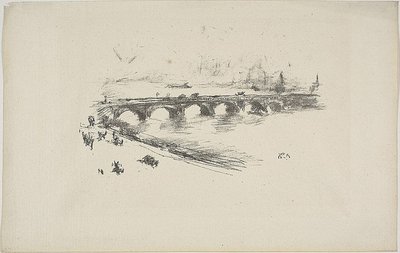 夕方、リトル・ウォータールー・ブリッジ 作： James Abbott McNeill Whistler