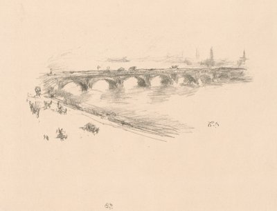 夕方、リトル・ウォータールー・ブリッジ 作： James Abbott McNeill Whistler