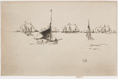 女王陛下の艦隊: 夕方 作： James Abbott McNeill Whistler