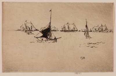 女王陛下の艦隊夕刻 作： James McNeill Whistler
