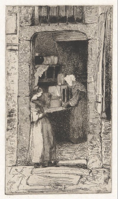 La Marchande de Moutarde (マスタードの売り手)、フランスのセット (Douze Eaux-Fortes d) から 作： James Abbott McNeill Whistler