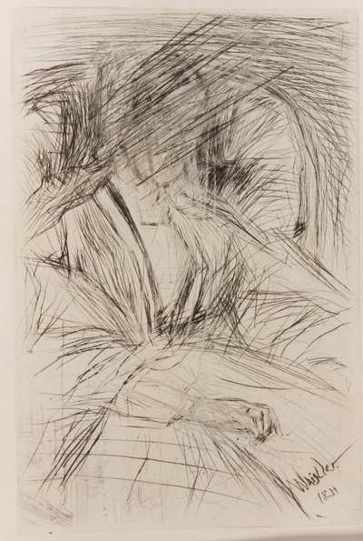 肘掛け椅子の女性 作： James Abbott McNeill Whistler