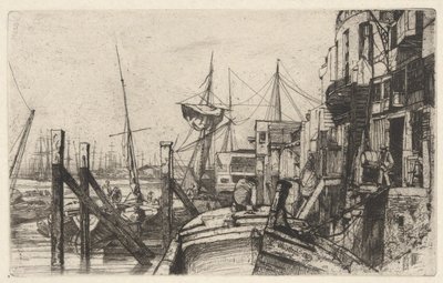 テムズ川のセットからのライムハウス 作： James Abbott McNeill Whistler