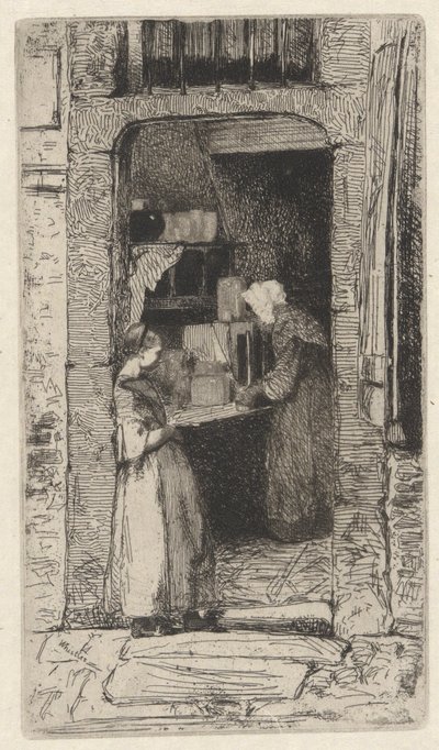 マスタード ウーマン、自然からの 12 のエッチングの 1 つ 作： James Abbott McNeill Whistler