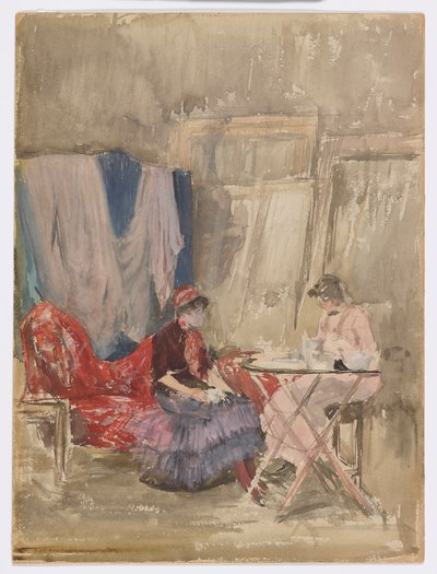ピンクとパープルのスタジオに注意してください 作： James Abbott McNeill Whistler