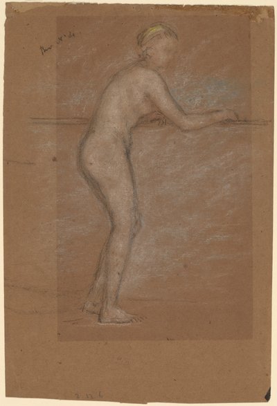 レールに寄りかかる裸体[直筆] 作： James Abbott McNeill Whistler