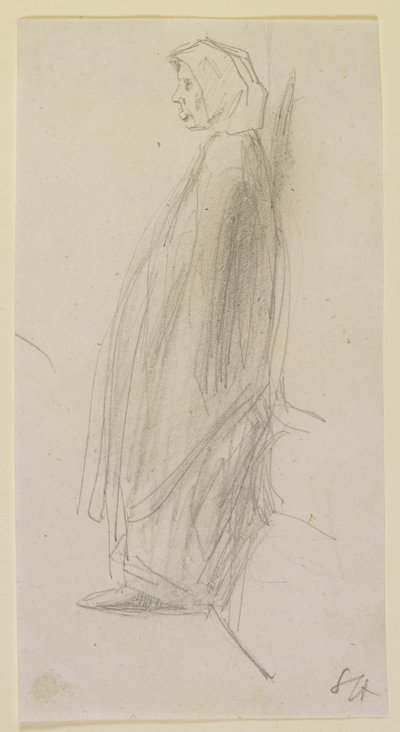 立っている老婆の横顔スケッチ 作： James Abbott McNeill Whistler
