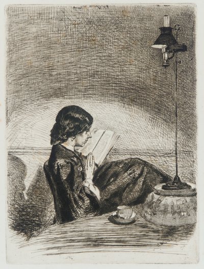 ランプライトによる読書 作： James Abbott McNeill Whistler