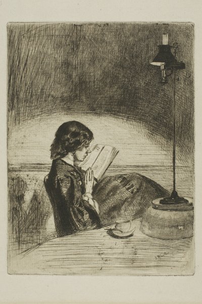 ランプライトによる読書 作： James Abbott McNeill Whistler