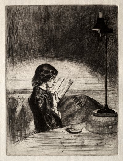 灯りによる読書 作： James McNeill Whistler