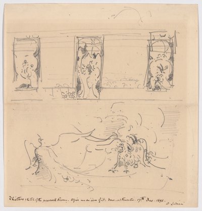 ピーコック・ルームのスケッチ 作： James McNeill Whistler