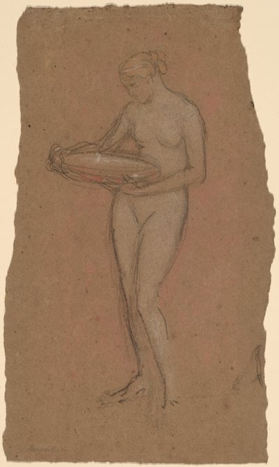 ボウルを保持している立っている女性ヌード [直腸] 作： James Abbott McNeill Whistler