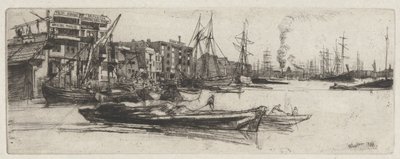 テムズ川のセットからのテムズウェアハウス 作： James Abbott McNeill Whistler