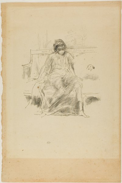 着席したドレープ図 作： James Abbott McNeill Whistler