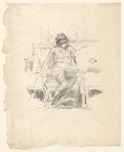 着席したドレープ図 作： James Abbott McNeill Whistler