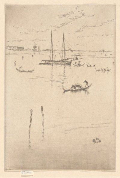 最初のベニス セットからのリトル ラグーン (ベニス、一連の 12 のエッチング) 作： James Abbott McNeill Whistler
