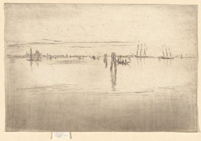 2番目のヴェネツィアセットからのロングラグーン（26枚のエッチングのセット） 作： James Abbott McNeill Whistler