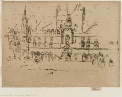 市場、ブルージュ 作： James Abbott McNeill Whistler