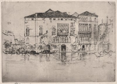 宮殿、最初のヴェネツィア セットから (ヴェネツィア、一連の 12 のエッチング) 作： James Abbott McNeill Whistler