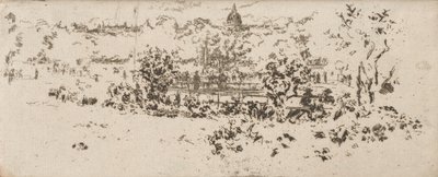 テラスから見たパンテオン、リュクサンブール公園 作： James Abbott McNeill Whistler
