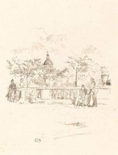 リュクサンブール公園のテラスから見たパンテオン 作： James Abbott McNeill Whistler