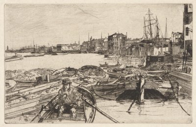 プール、テムズ川のセットから (テムズ川と他の主題のシーンの一連の 16 のエッチング) 作： James Abbott McNeill Whistler