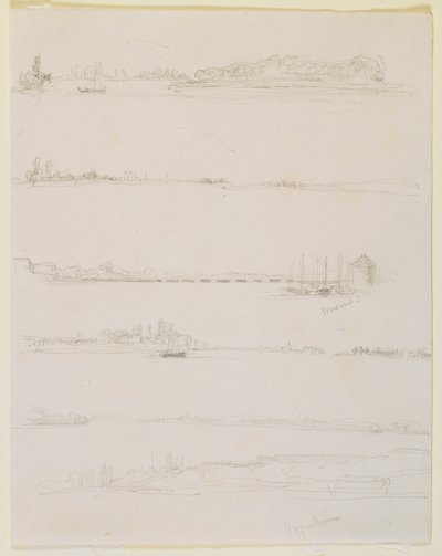 ワームズとオッペンハイムの近くのライン川 作： James Abbott McNeill Whistler