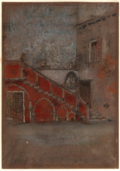 階段: 赤いメモ 作： James Abbott McNeill Whistler