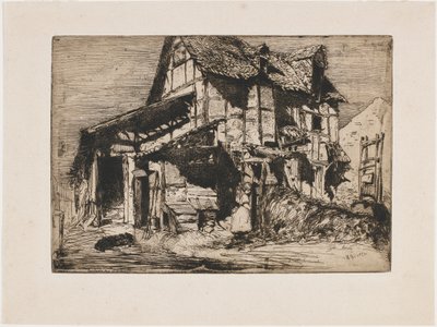 安全でない長屋。 自然からの12のエッチングの1つ（フランスのセット） 作： James Abbott McNeill Whistler