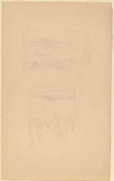 英国芸術家協会に飾られた風景画のスケッチ2枚 作： James Abbott McNeill Whistler