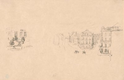 2つのトライアルスケッチ：A. ディエップのグランド通り、B. 内観 作： James McNeill Whistler