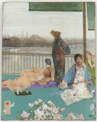肌色と緑のバリエーション - バルコニー 作： James Abbott McNeill Whistler