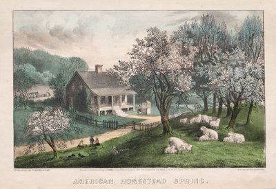 アメリカンホームステッド、春、1869年。 作： James Merritt Ives