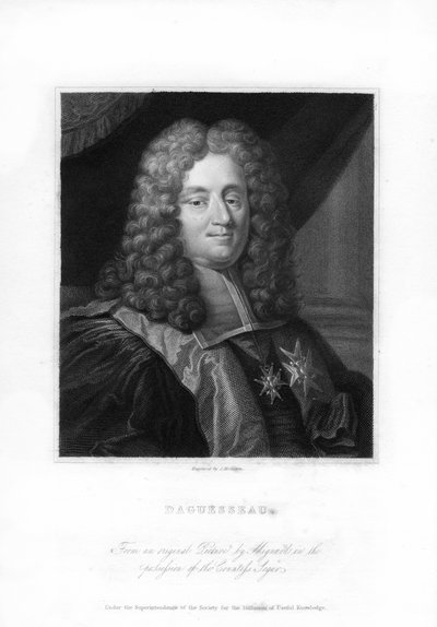 アンリフランソワダグソー、18世紀フランスの政治家、1836年。 作： James Mollison