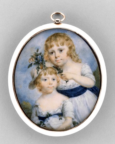 二人の姉妹の肖像、1795年頃（象牙の水彩画） 作： James Nixon
