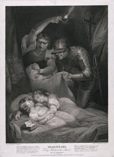 リチャード三世: 第四幕、第三場 塔のパブでの王子たちの殺人. 1790年。 作： James Northcote
