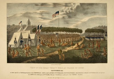 1825年9月、プラリーデュチエンで開催された大条約の表示 作： James Otto Lewis