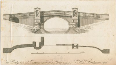 ウェストンアンダーリザード-ウェストンパークへの入り口の橋：彫刻、ND [c 1765-1770] 作： James Paine