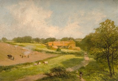 農場の建物のある風景 作： James Peel