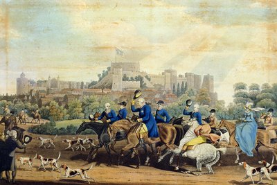 ジョージIII（1738〜1820）狩猟からの帰還、M。ドゥブールによって彫刻、1820年（アクアチント） 作： James Pollard