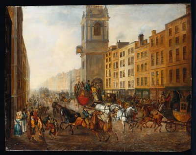 ロンドンからブライトンへのコーチ、チープサイド、1831年7月18日 作： James Pollard