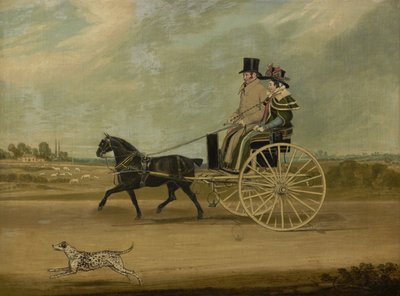 ピーターブラウンと彼の妻のギグでのトムサム、1828 作： James Pollard