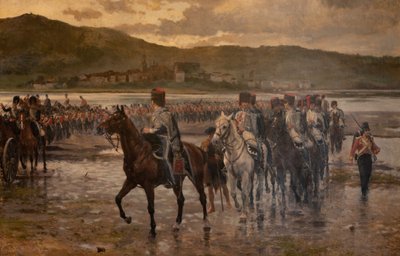 1813 年 10 月 7 日ウェリントン軍によるビダソアの通過 作： James Prinsep Beadle